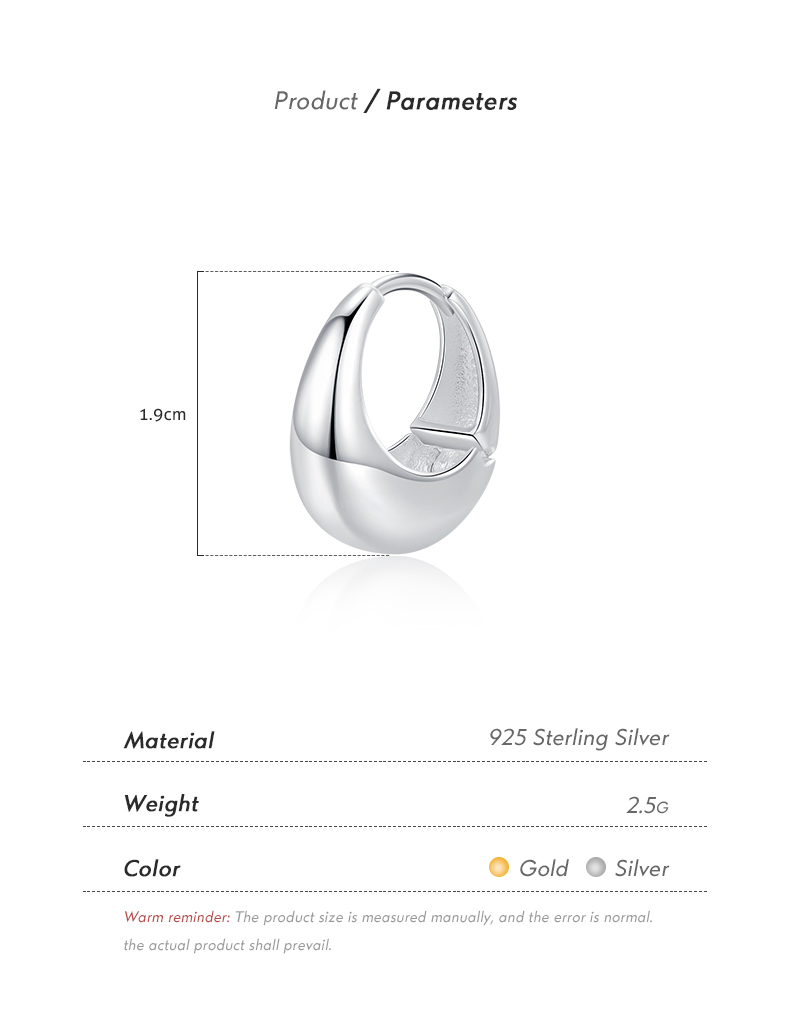 1 Piece Ig Style Simple Style Artistic Irregular Solid Color Plating Sterling Silver 18k Gold Plated Silver Plated Hoop Earrings display picture 4