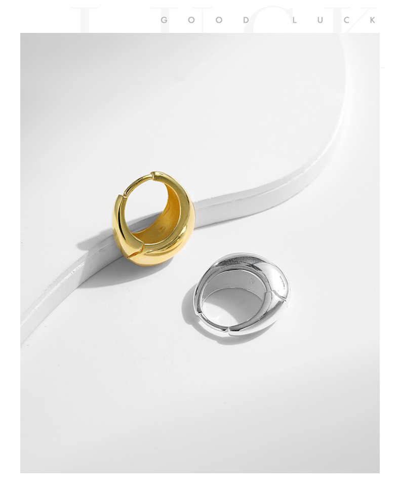 1 Stück Ig-stil Einfacher Stil Künstlerisch Irregulär Einfarbig Überzug Sterling Silber 18 Karat Vergoldet Versilbert Reif Ohrringe display picture 7