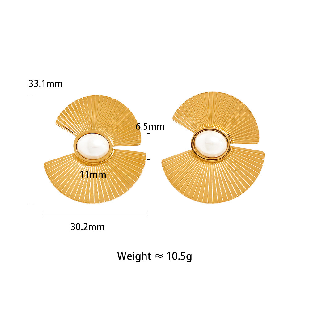304 Stainless Steel 16K Gold Plated White Gold Plated Gold Plated Simple Style Classic Style Plating Sector Rings Earrings Necklace display picture 4
