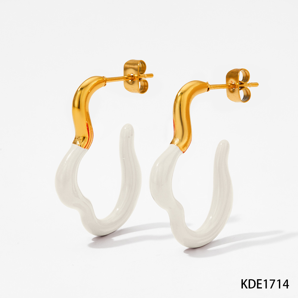 1 Pair Simple Style Classic Style Color Block Plating 304 Stainless Steel 16K Gold Plated White Gold Plated Gold Plated Earrings display picture 4