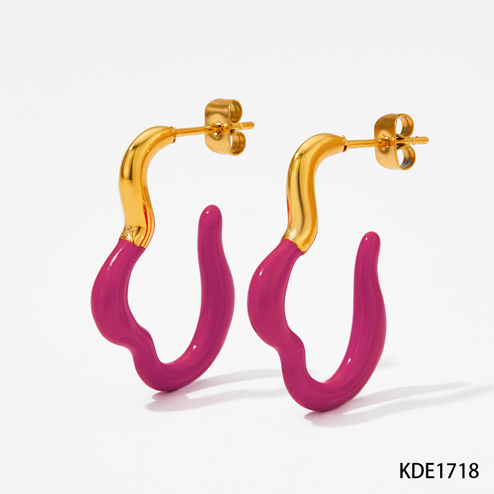1 Pair Simple Style Classic Style Color Block Plating 304 Stainless Steel 16K Gold Plated White Gold Plated Gold Plated Earrings display picture 5