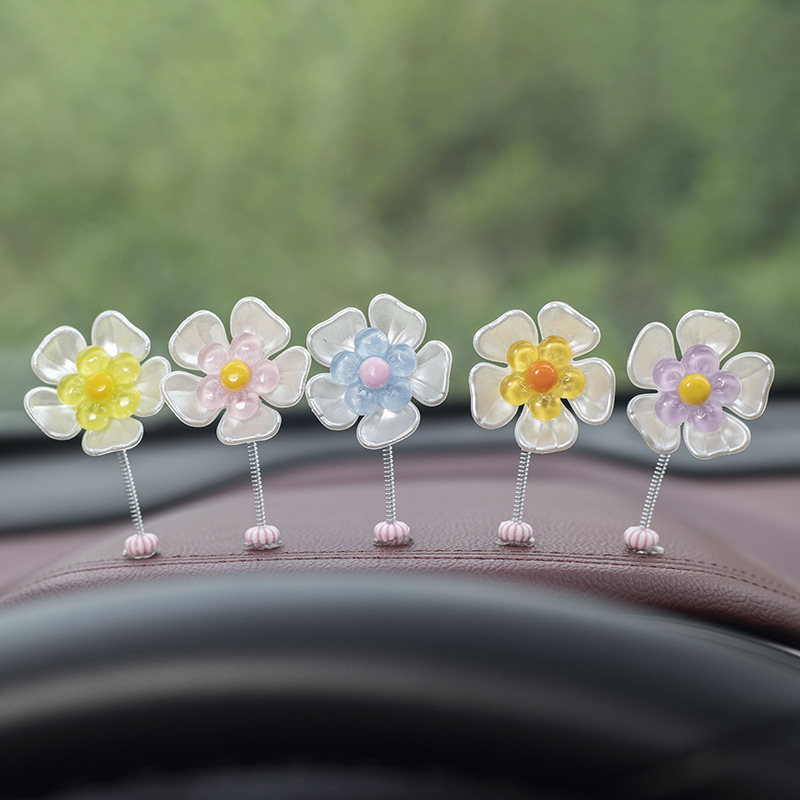 5 Pieces Shaking Head Macaron Flower Decoration Car Center Console Decoration display picture 2