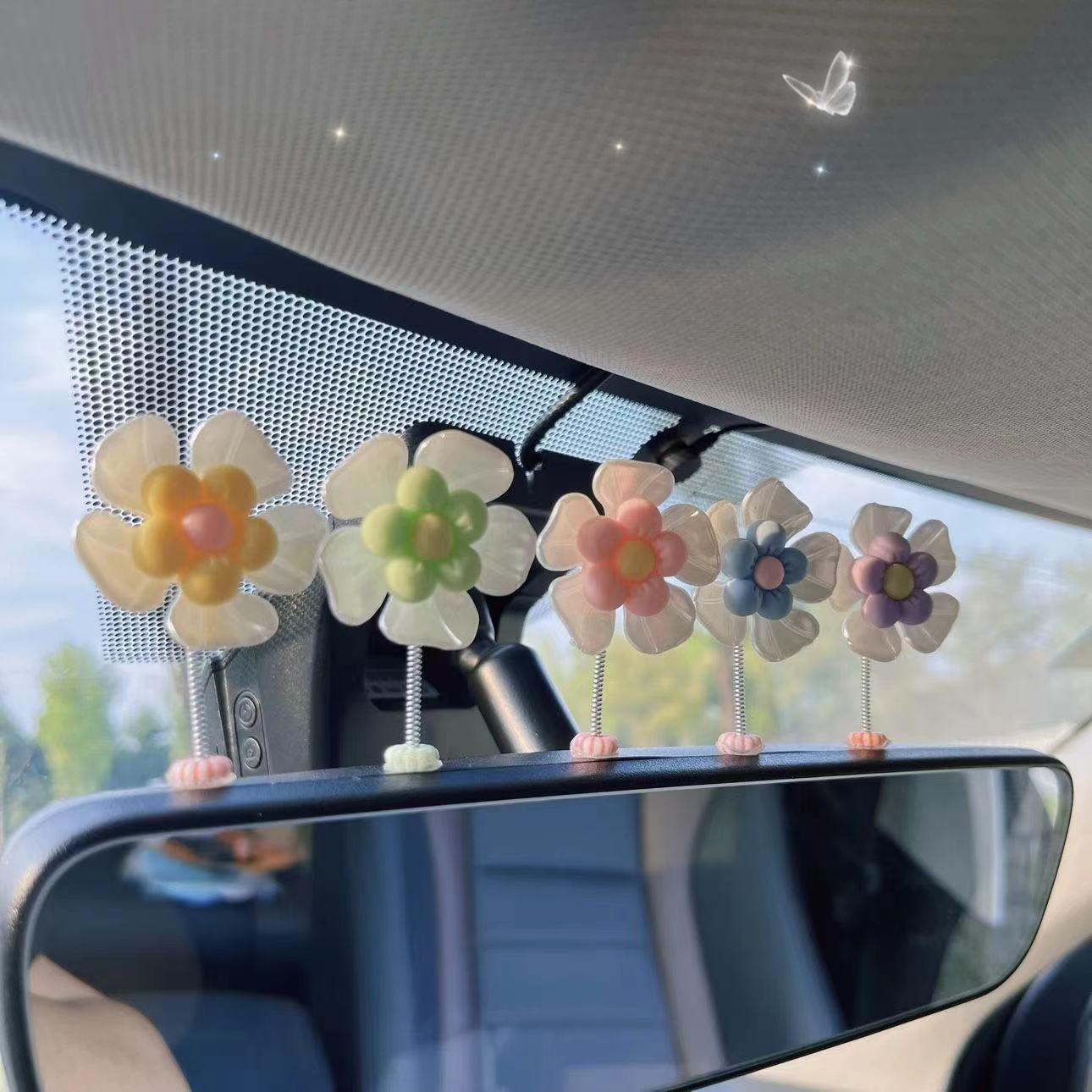 5 Pieces Shaking Head Macaron Flower Decoration Car Center Console Decoration display picture 1