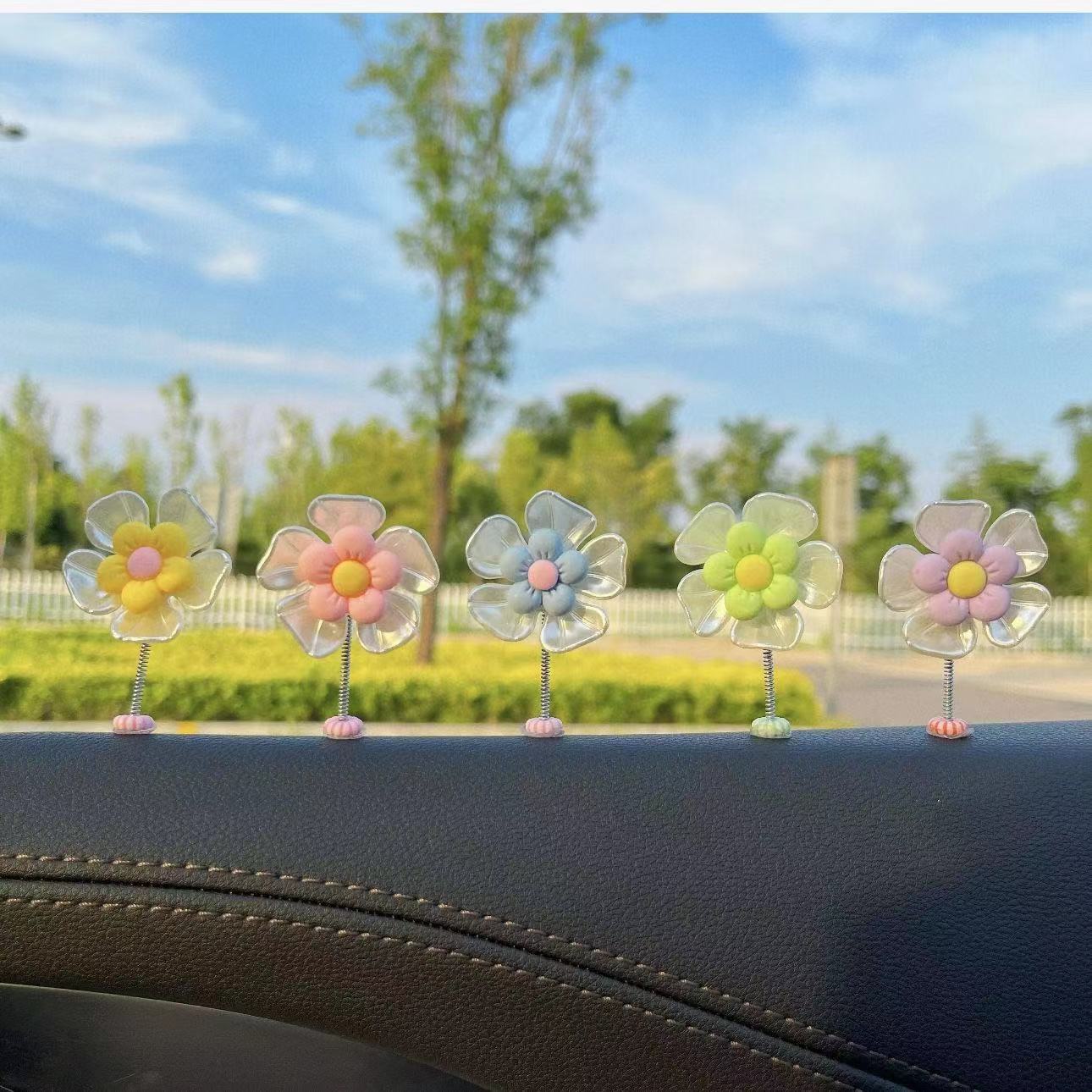5 Pieces Shaking Head Macaron Flower Decoration Car Center Console Decoration display picture 3