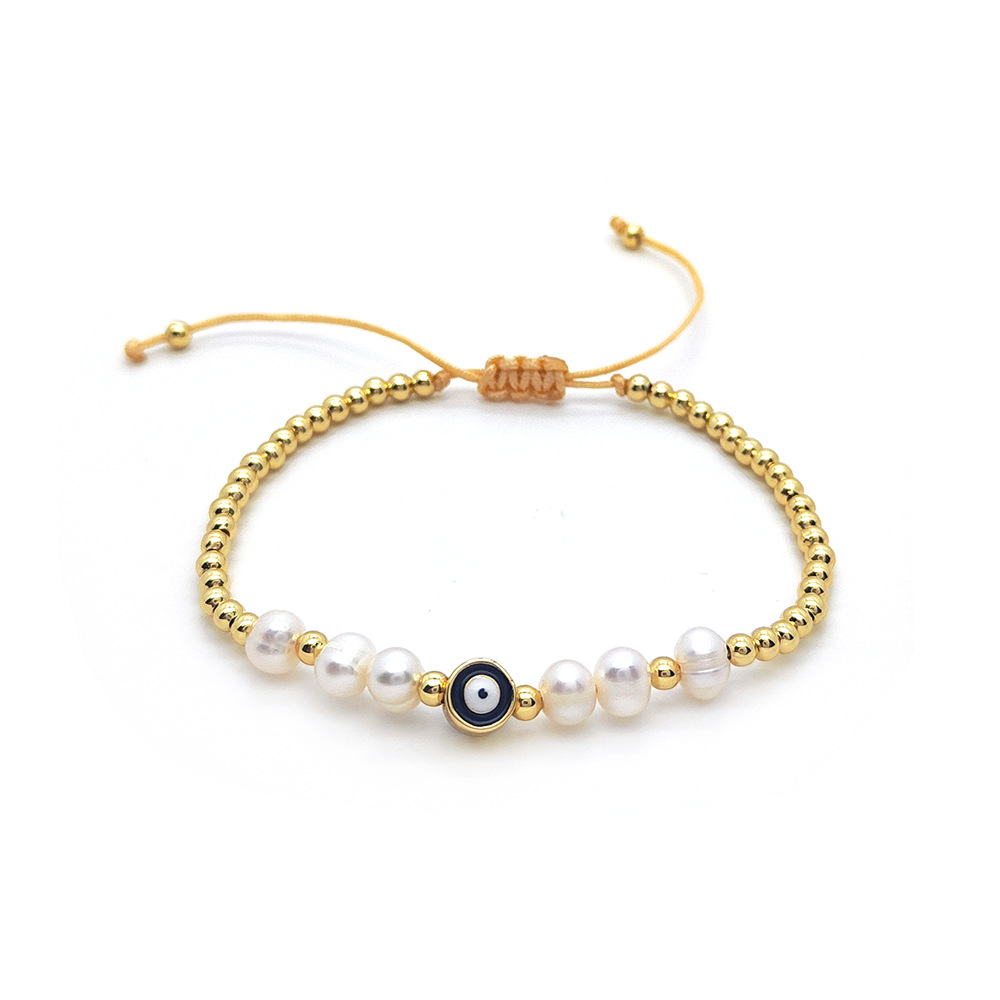 Simple Style Classic Style Devil's Eye Freshwater Pearl Copper Beaded Bracelets display picture 4