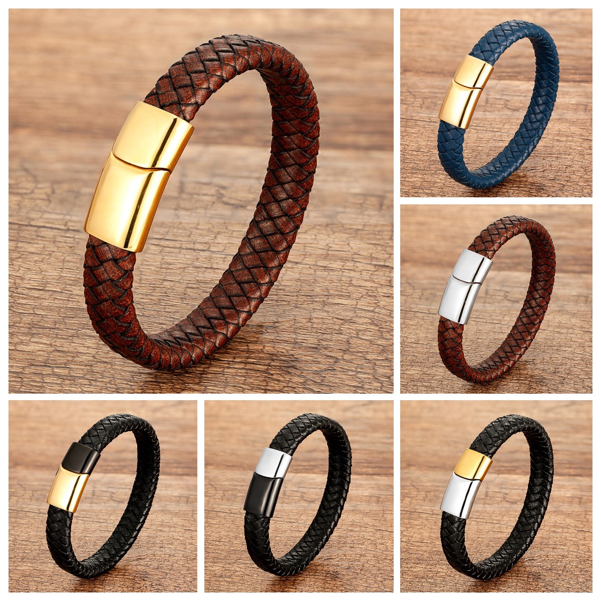 Hip-Hop Retro Round 316 Stainless Steel  Magnetic Braid Men's Bangle display picture 1