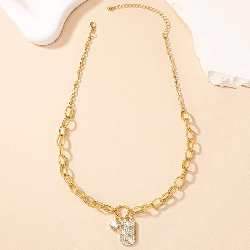 Simple Style Quadrilateral Rhinestones Alloy Wholesale Pendant Necklace display picture 5