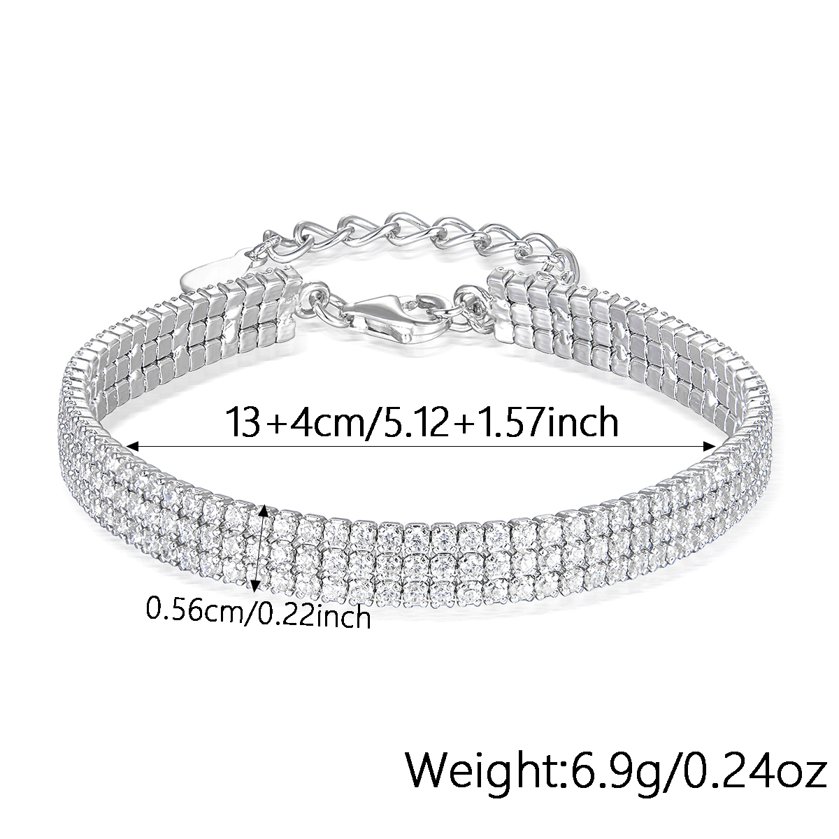 Elegant Glam Solid Color Sterling Silver Plating Inlay Zircon 18k Gold Plated Rhodium Plated Bracelets display picture 20