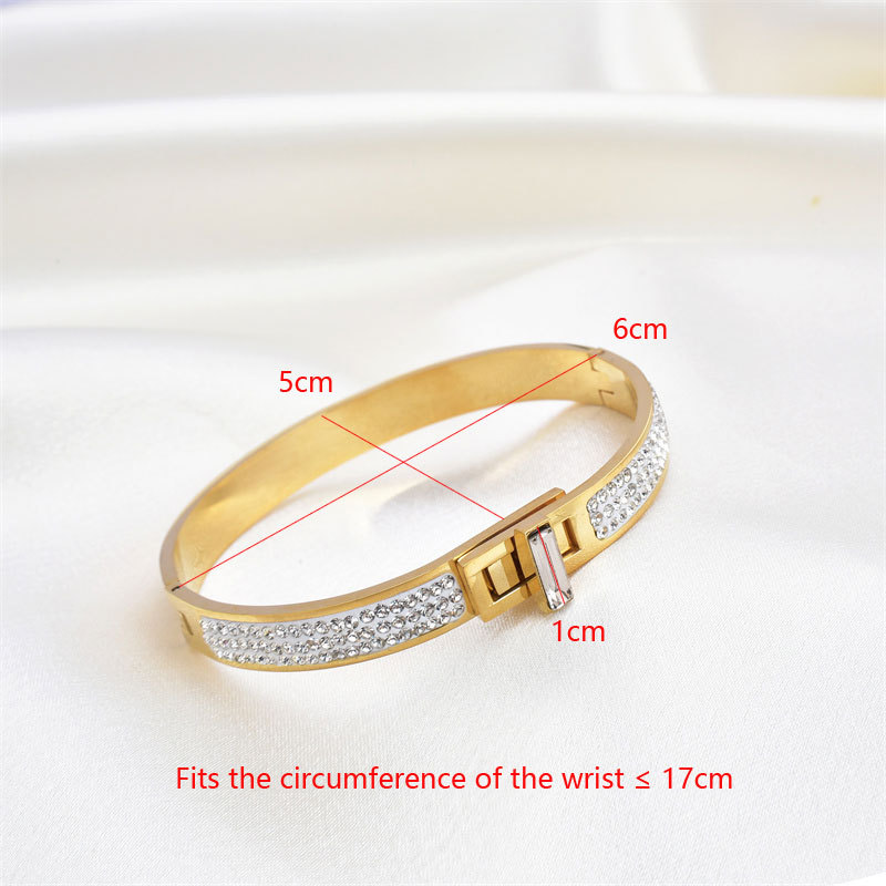 Lady Simple Style Classic Style Geometric Stainless Steel Plating Inlay Zircon Bangle display picture 6