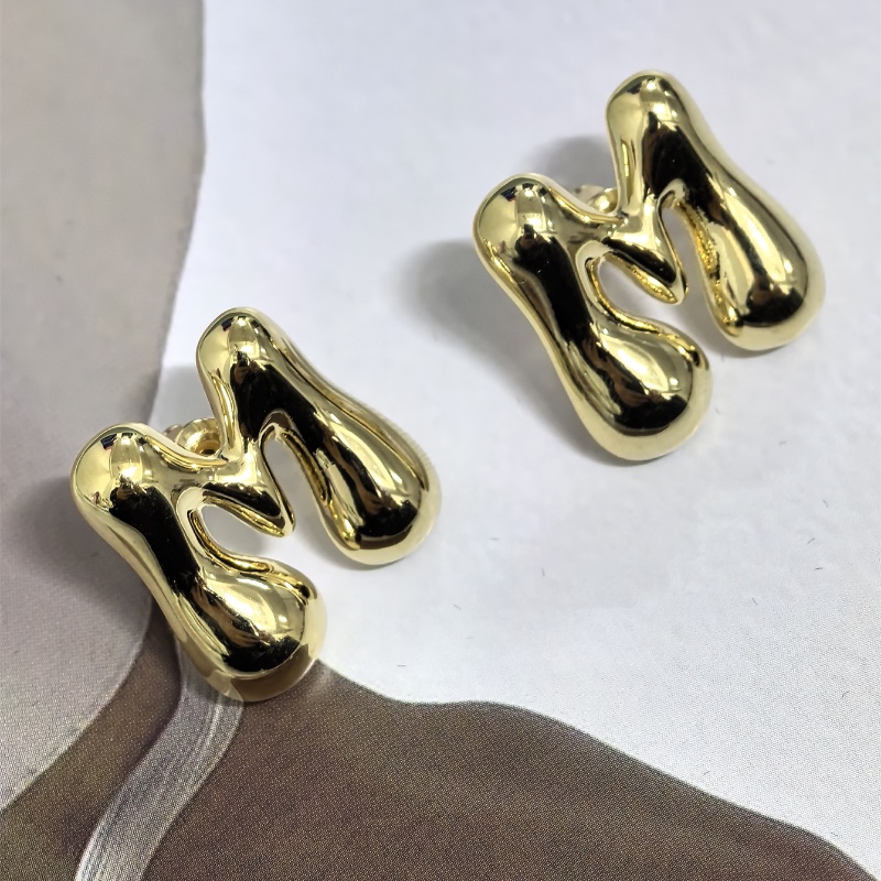 1 Pair Casual Simple Style Letter Polishing Plating Copper Gold Plated Silver Plated Ear Studs display picture 30