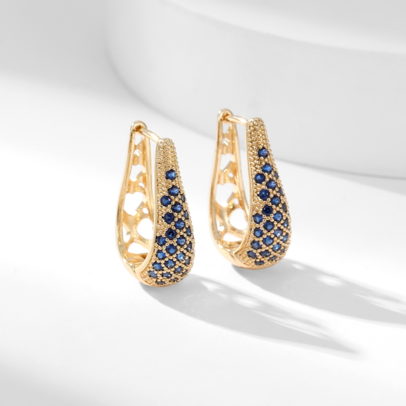 1 Pair Simple Style Commute Water Droplets Plating Inlay Copper Zircon Gold Plated Earrings display picture 6