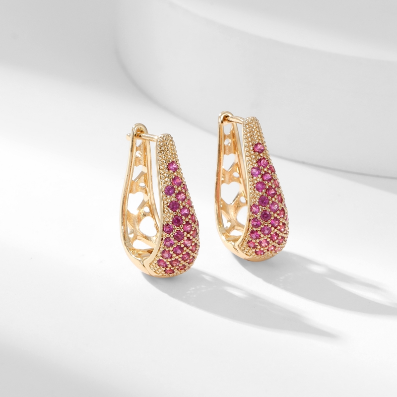 1 Pair Simple Style Commute Water Droplets Plating Inlay Copper Zircon Gold Plated Earrings display picture 8