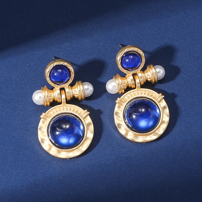 1 Pair Elegant Pastoral Streetwear Geometric Plating Inlay Alloy Resin Gold Plated Drop Earrings display picture 4
