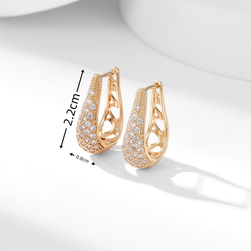 1 Pair Simple Style Commute Water Droplets Plating Inlay Copper Zircon Gold Plated Earrings display picture 9