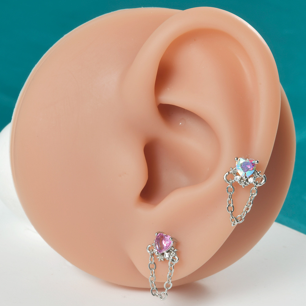 1 Piece Elegant Glam Flower Inlay Stainless Steel Zircon Earrings display picture 1