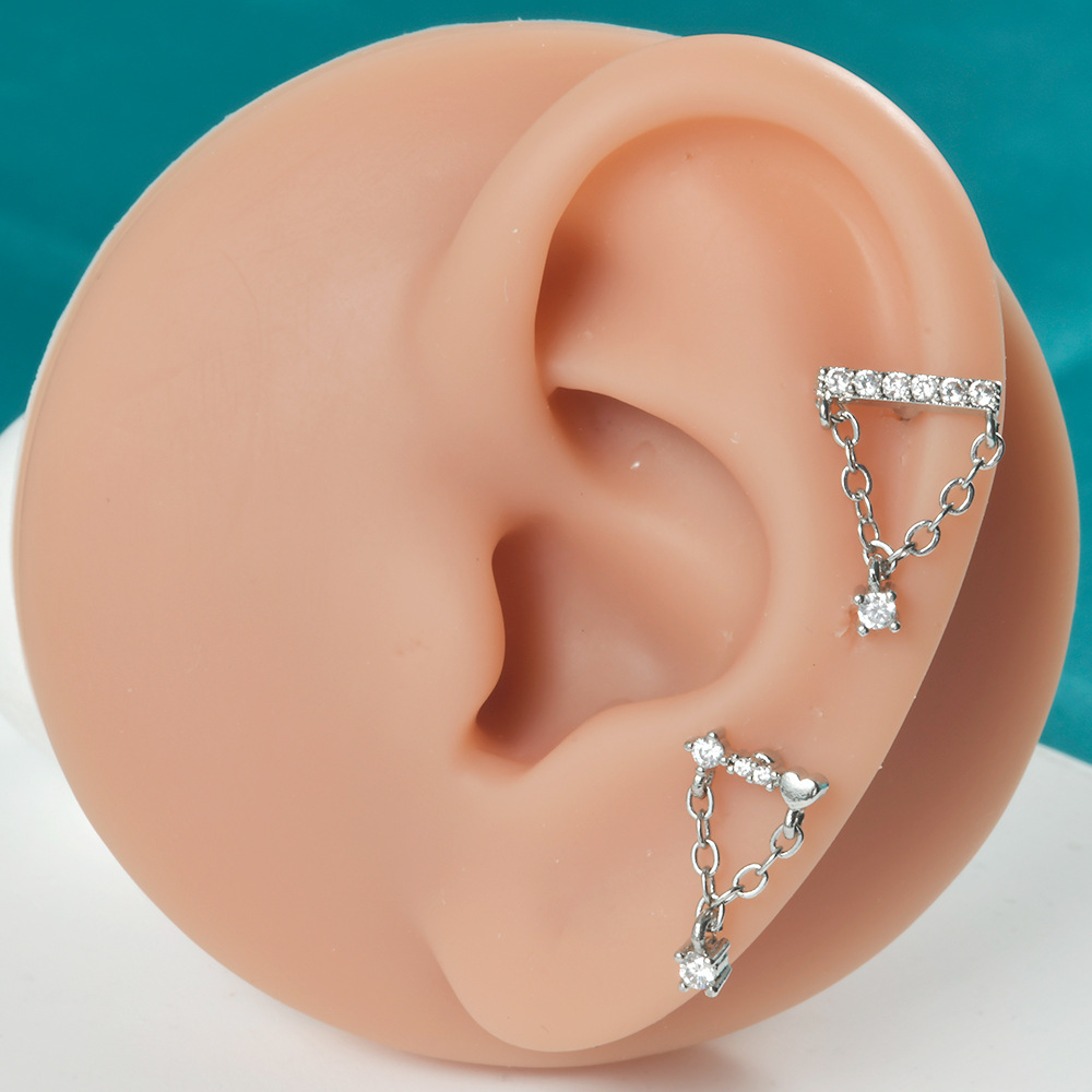 1 Piece Elegant Glam Flower Inlay Stainless Steel Zircon Earrings display picture 2