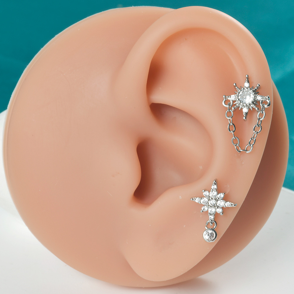 1 Piece Elegant Glam Flower Inlay Stainless Steel Zircon Earrings display picture 3