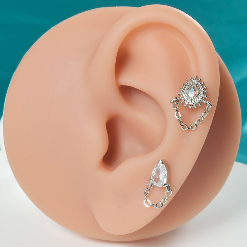 1 Piece Elegant Glam Flower Inlay Stainless Steel Zircon Earrings display picture 4