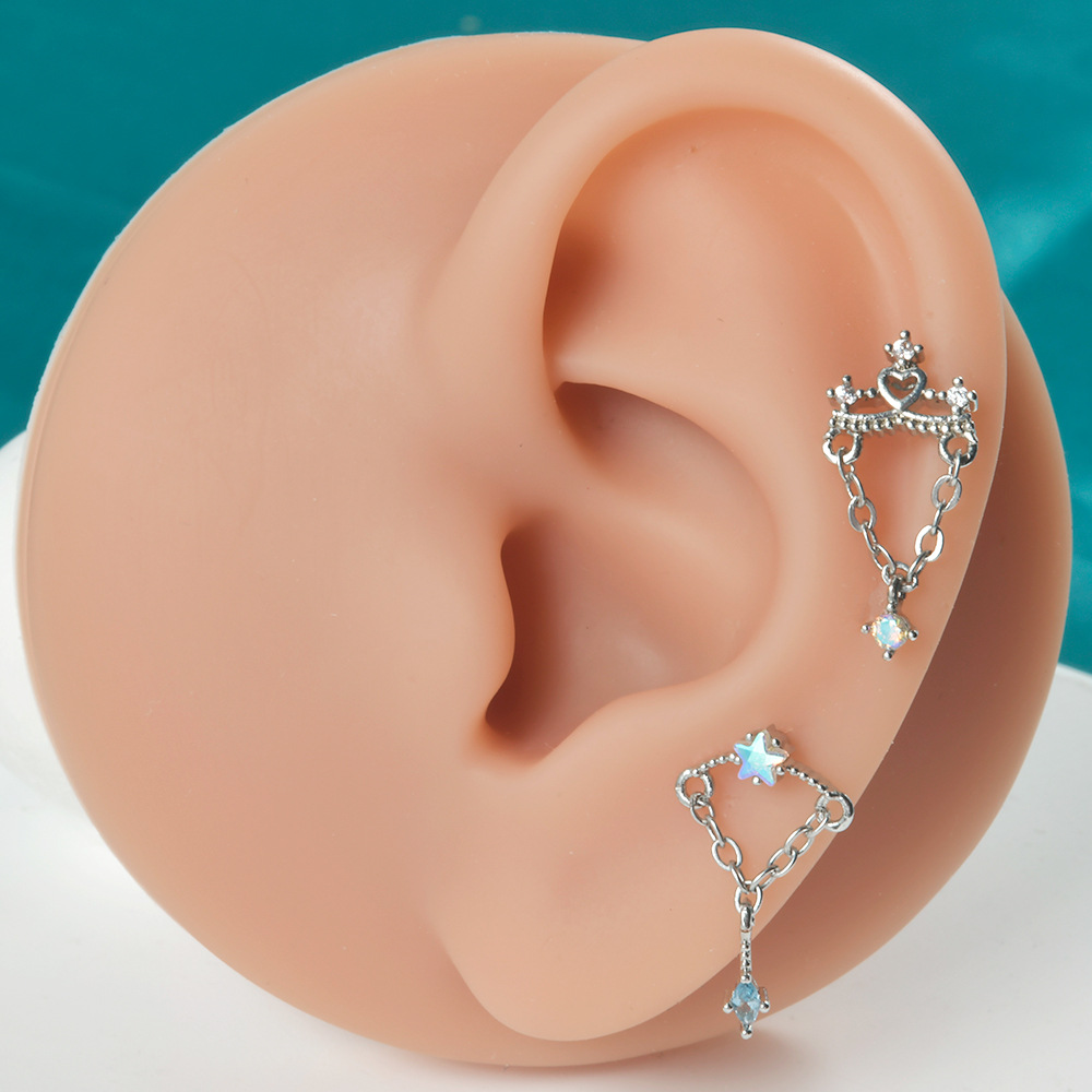 1 Piece Elegant Glam Flower Inlay Stainless Steel Zircon Earrings display picture 5