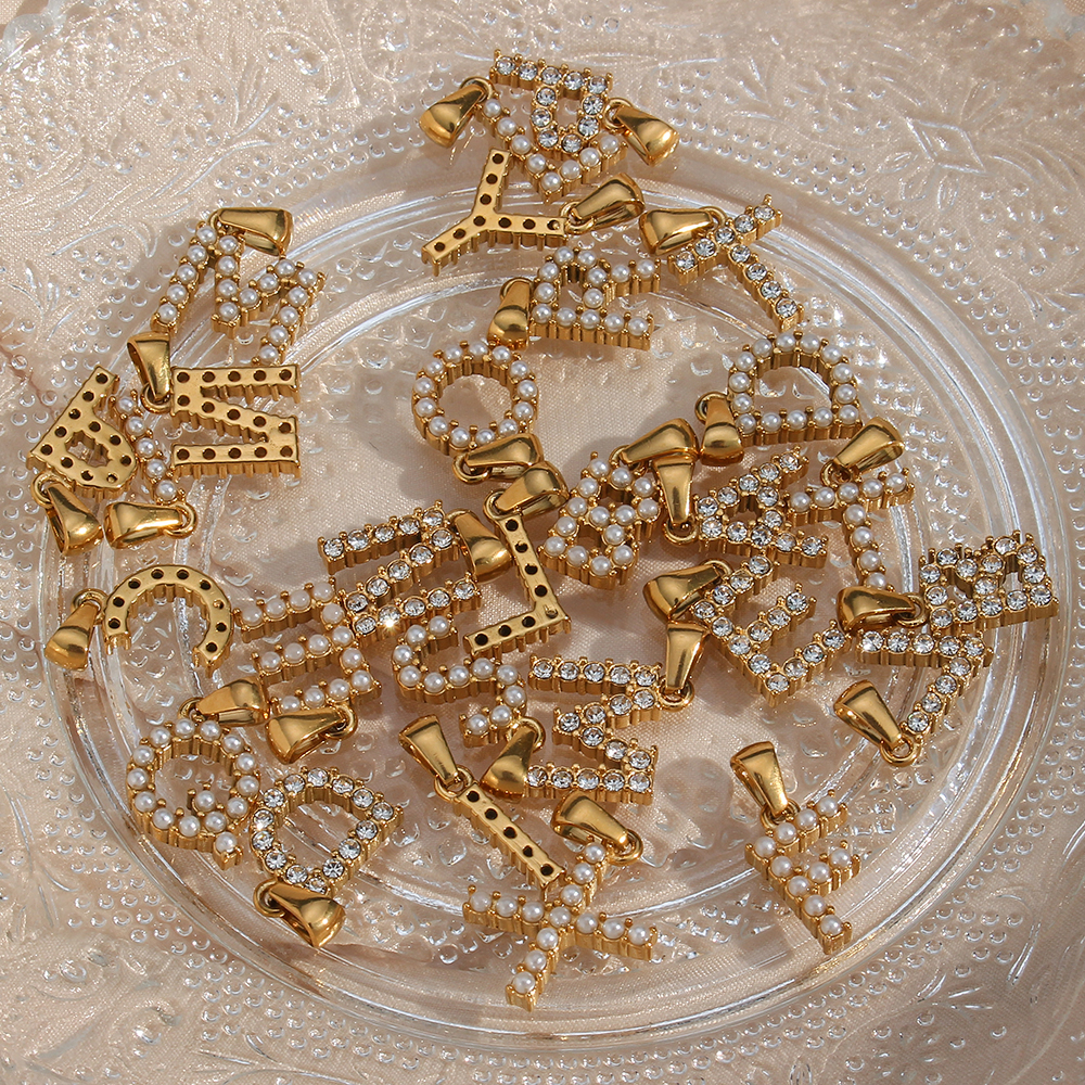 1 Pieza Acero Inoxidable Perlas Artificiales Circón Chapado En Oro De 18 Quilates. Embutido Pulido Colgante display picture 4