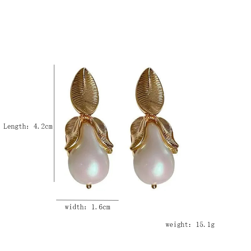1 Pair Simple Style Color Block Inlay Alloy Pearl Drop Earrings display picture 5
