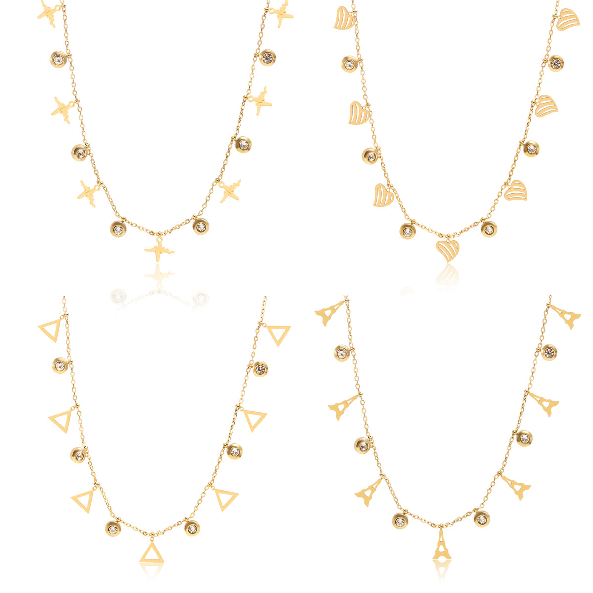 Acier Inoxydable 304 Plaqué Or 18K Plaqué Or Style Moderne Style Simple Placage Incruster Lettre Zircon Collier display picture 1