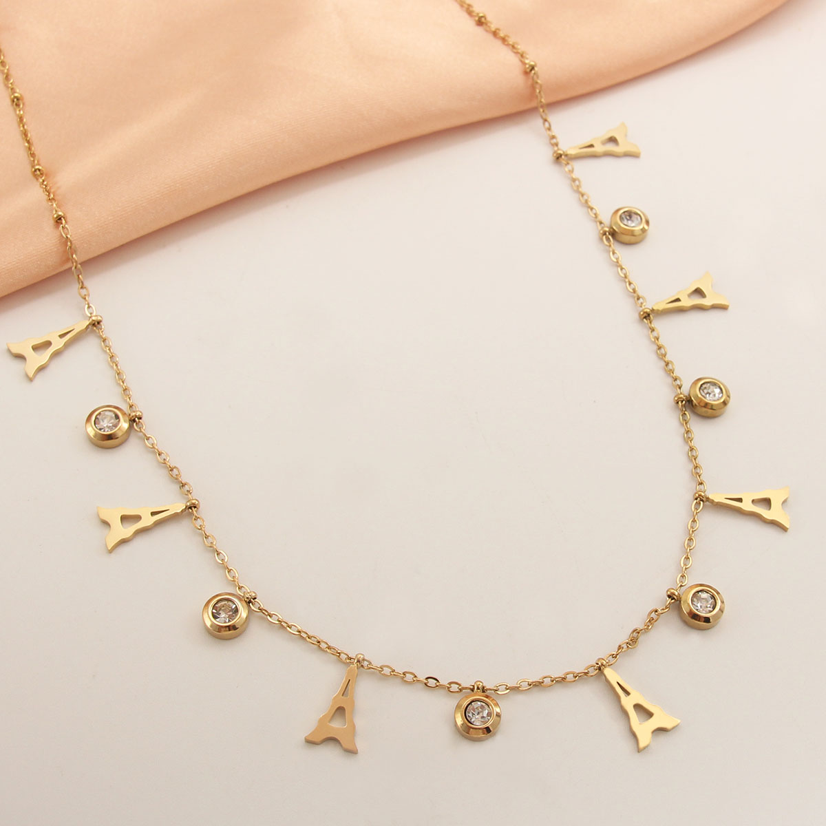 304 Stainless Steel 18K Gold Plated Gold Plated Modern Style Simple Style Plating Inlay Letter Zircon Necklace display picture 4