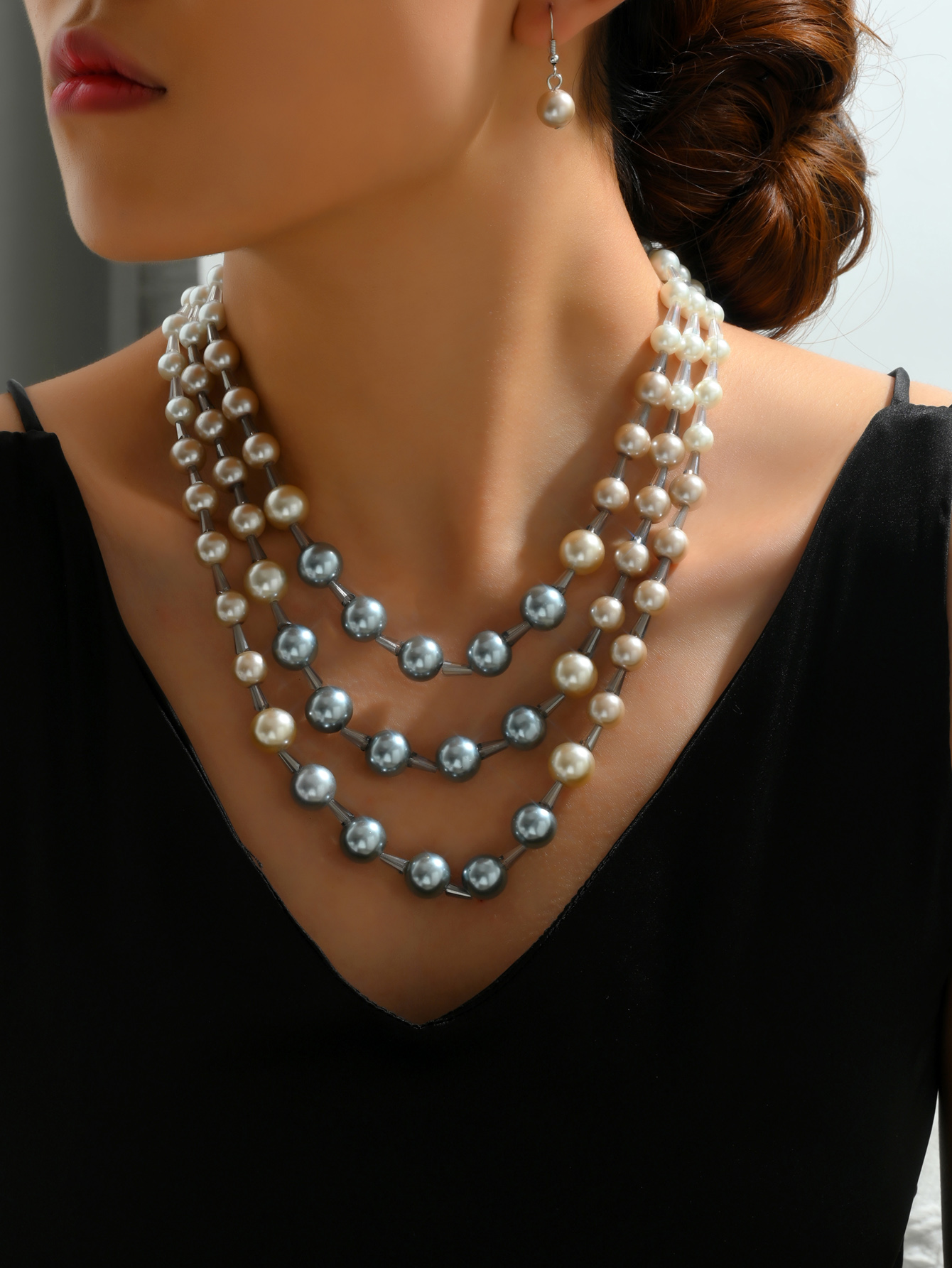 Einfacher Stil Klassischer Stil Runden Kunststoff Perlen Frau Schmuck-set display picture 3