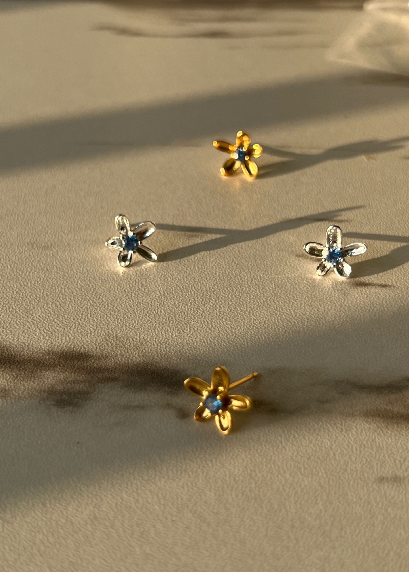 1 Piece Casual Flower Plating Sterling Silver Zircon 18k Gold Plated Silver Plated Ear Studs display picture 2