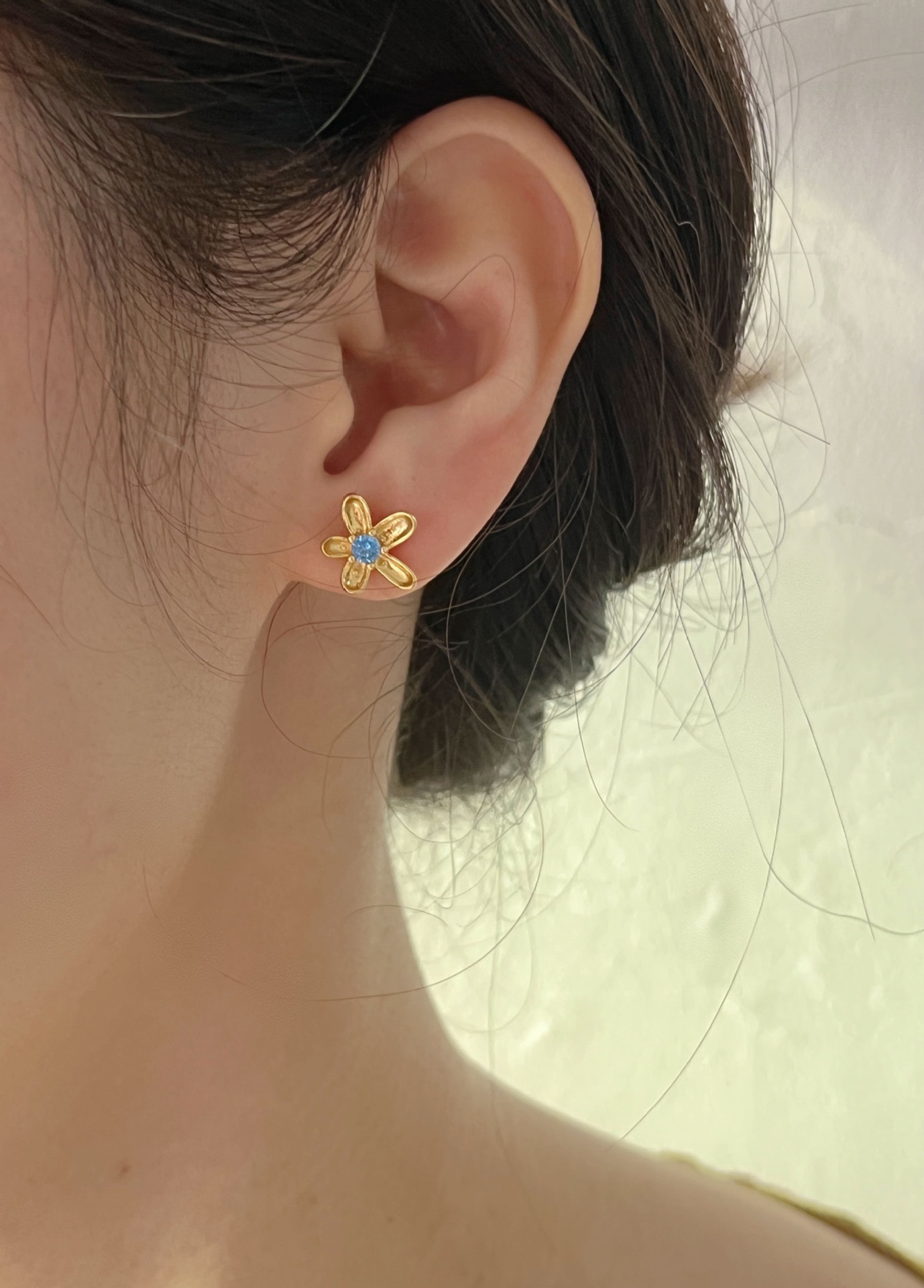 1 Piece Casual Flower Plating Sterling Silver Zircon 18k Gold Plated Silver Plated Ear Studs display picture 4