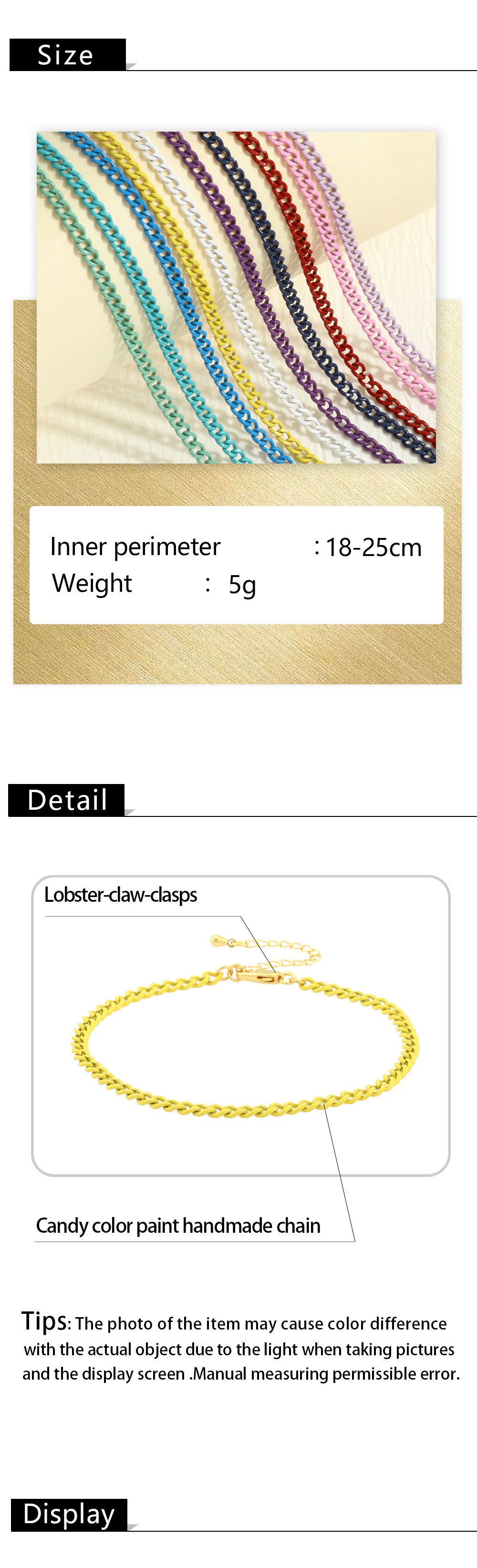Punk Simple Style Solid Color Copper Stoving Varnish Plating 18k Gold Plated Women's Anklet display picture 1