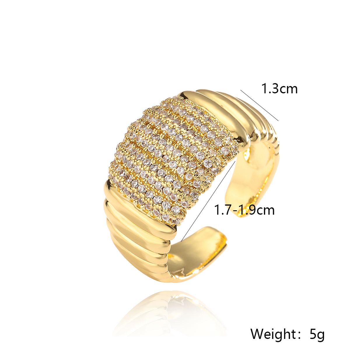 Casual Modern Style Geometric Copper Plating Inlay Zircon 18k Gold Plated Open Rings display picture 1