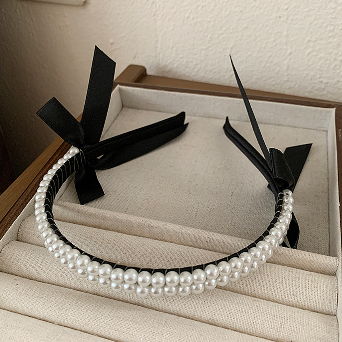 Elegant Cute Romantic Bow Knot Plastic Inlay Pearl Hair Band display picture 7