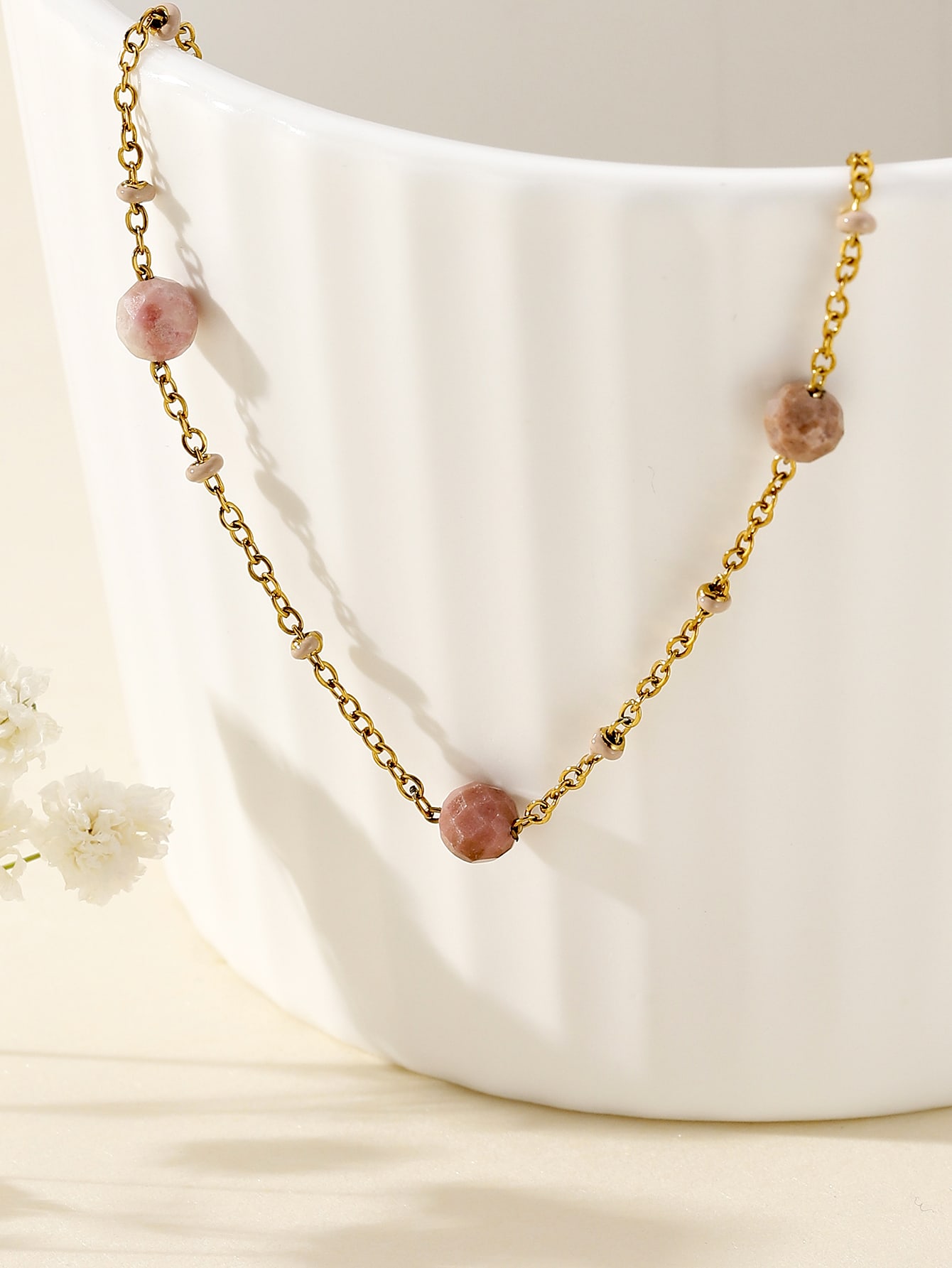 Edelstahl 304 14 Karat Vergoldet Einfacher Stil Pendeln Perlen Überzug Farbblock Halskette display picture 3