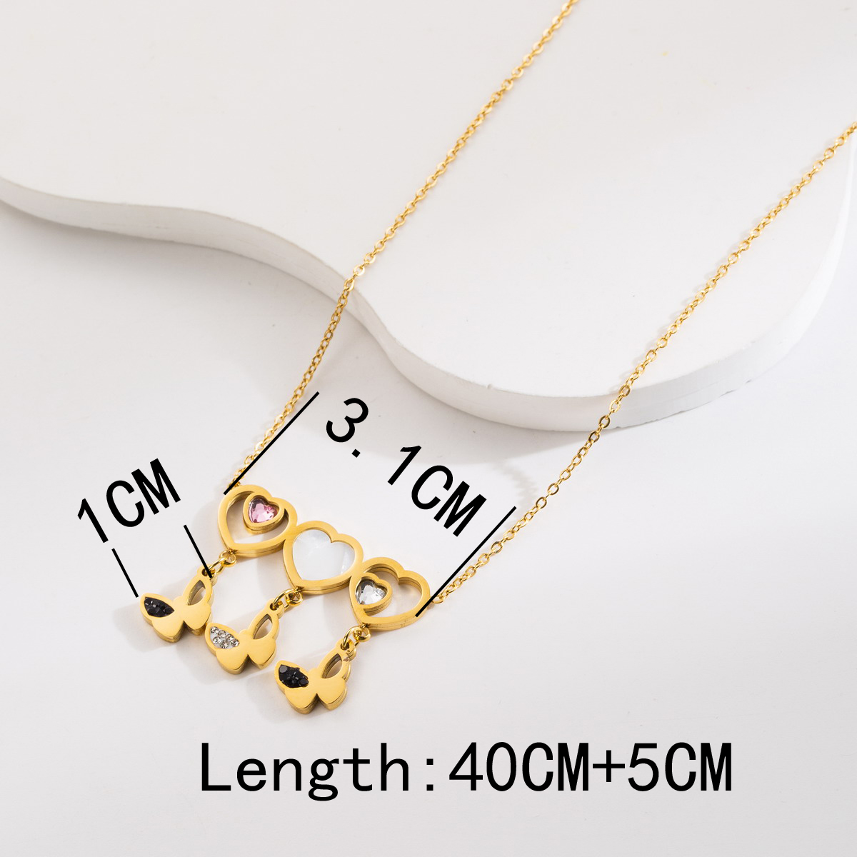 Stainless Steel Titanium Steel 14K Gold Plated Elegant Vintage Style Inlay Heart Shape Zircon Pendant Necklace display picture 6