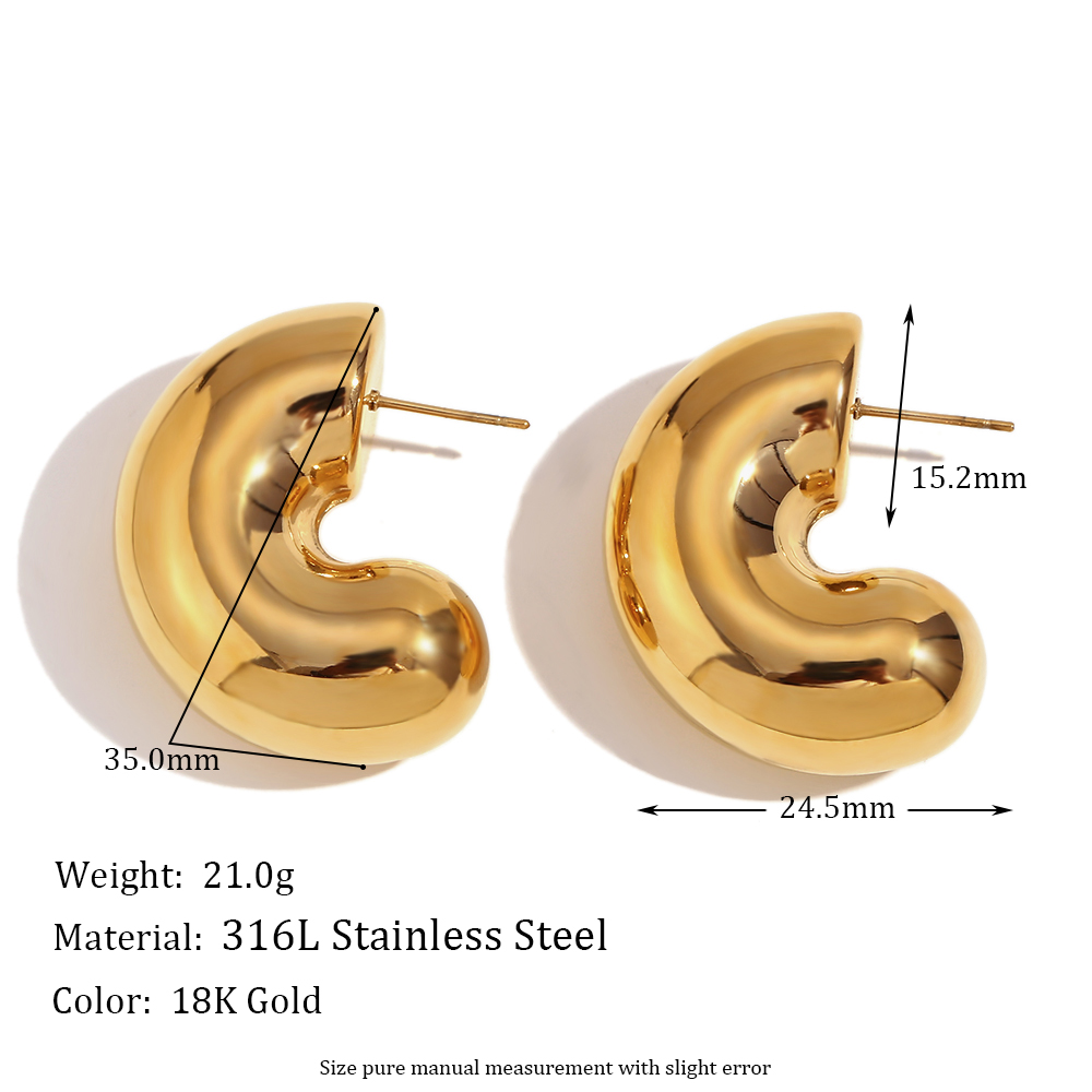 1 Pair Basic Simple Style Classic Style Solid Color Plating Stainless Steel 18k Gold Plated Ear Studs display picture 2