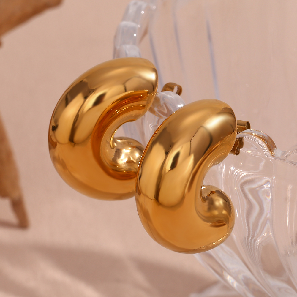 1 Pair Basic Simple Style Classic Style Solid Color Plating Stainless Steel 18k Gold Plated Ear Studs display picture 5