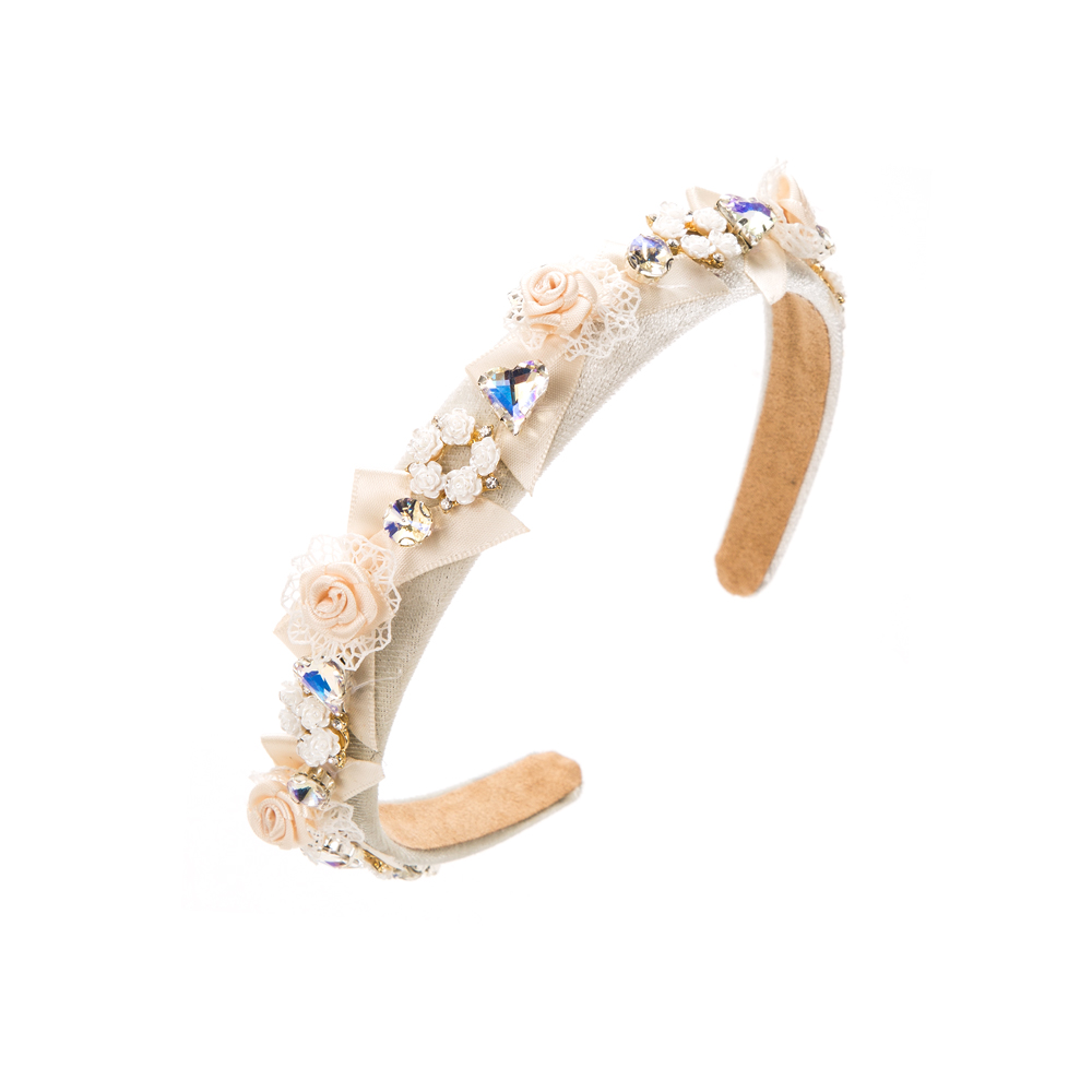 Women's Luxurious Simple Style Flower Cloth Inlay Rhinestones Hair Band display picture 9
