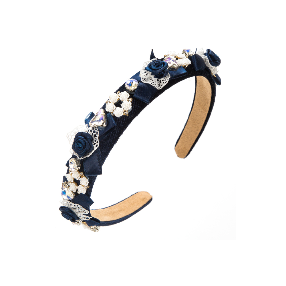 Women's Luxurious Simple Style Flower Cloth Inlay Rhinestones Hair Band display picture 8