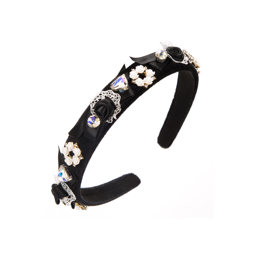 Women's Luxurious Simple Style Flower Cloth Inlay Rhinestones Hair Band display picture 7