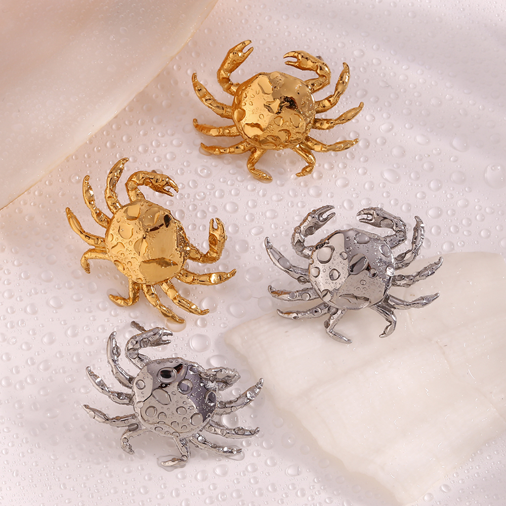 1 Pair Cute Basic Classic Style Crab Plating Stainless Steel 18k Gold Plated Ear Studs display picture 9