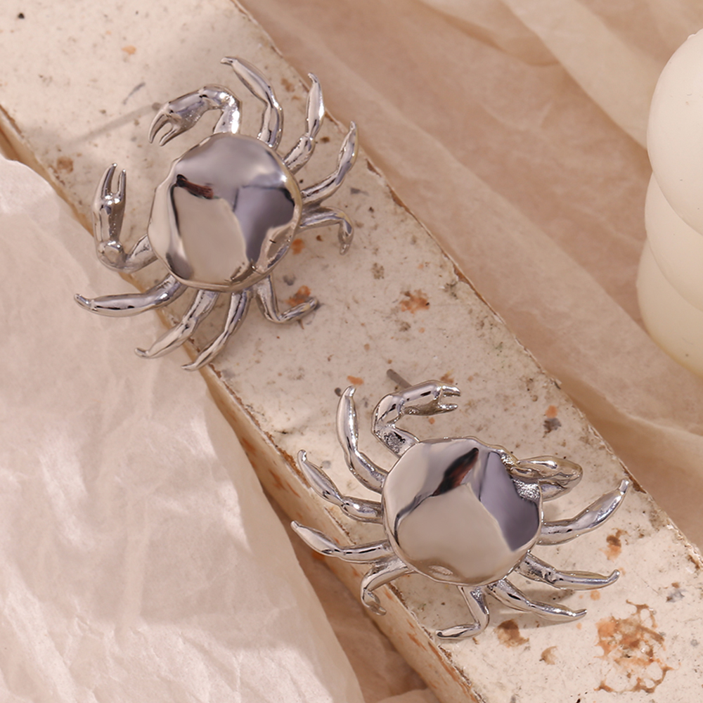 1 Pair Cute Basic Classic Style Crab Plating Stainless Steel 18k Gold Plated Ear Studs display picture 11
