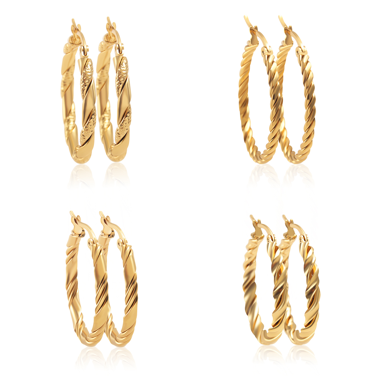 1 Pair Exaggerated Simple Style Solid Color Plating 304 Stainless Steel 18K Gold Plated Gold Plated Earrings display picture 1