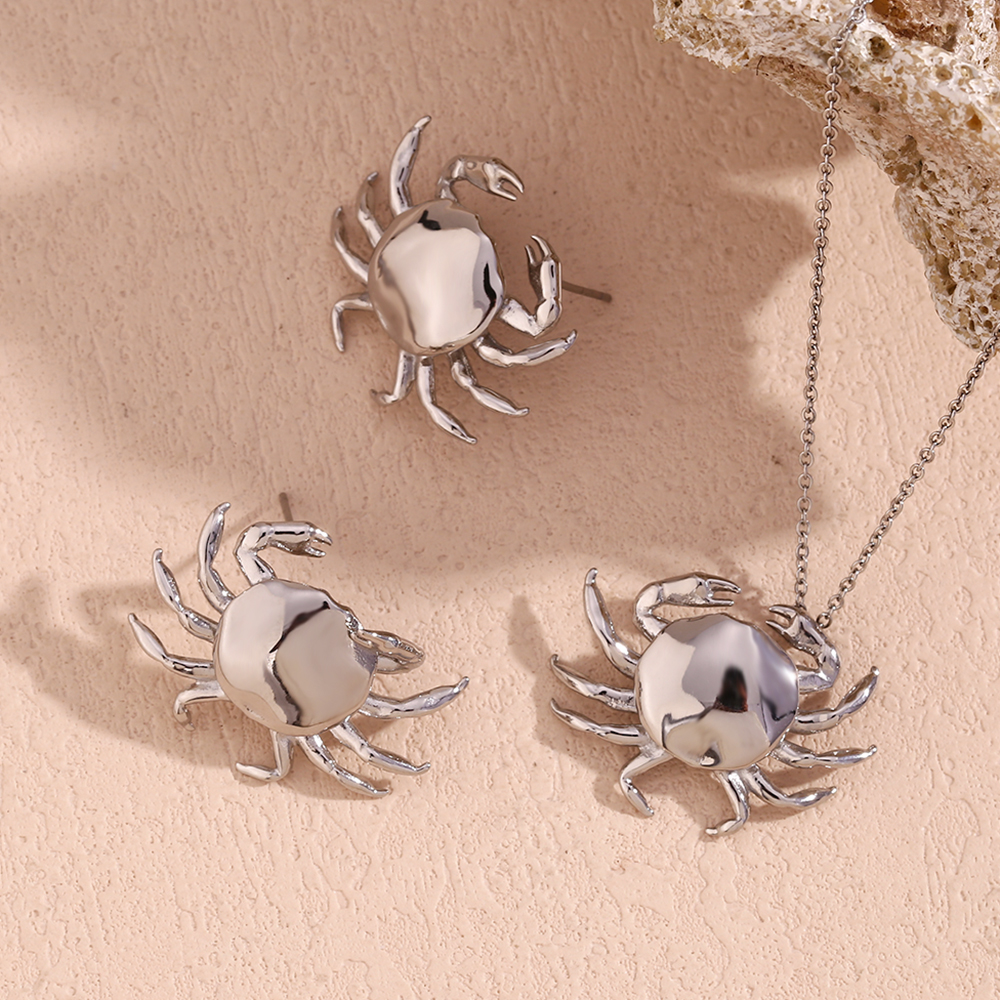 Basic Classic Style Streetwear Crab Stainless Steel Plating 18k Gold Plated Earrings Necklace display picture 3