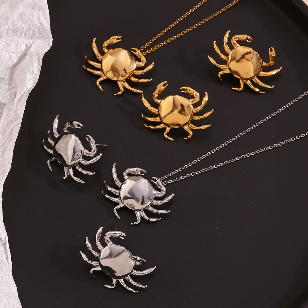 Basic Classic Style Streetwear Crab Stainless Steel Plating 18k Gold Plated Earrings Necklace display picture 1