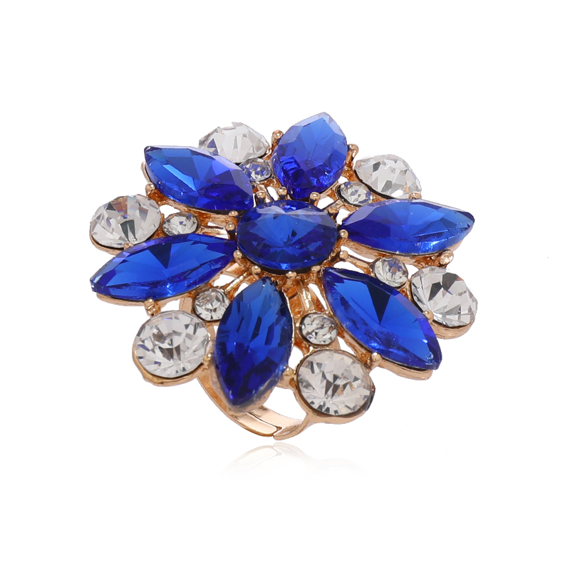 Shiny Flower Gold Plated Rhinestones Alloy Wholesale Open Rings display picture 3