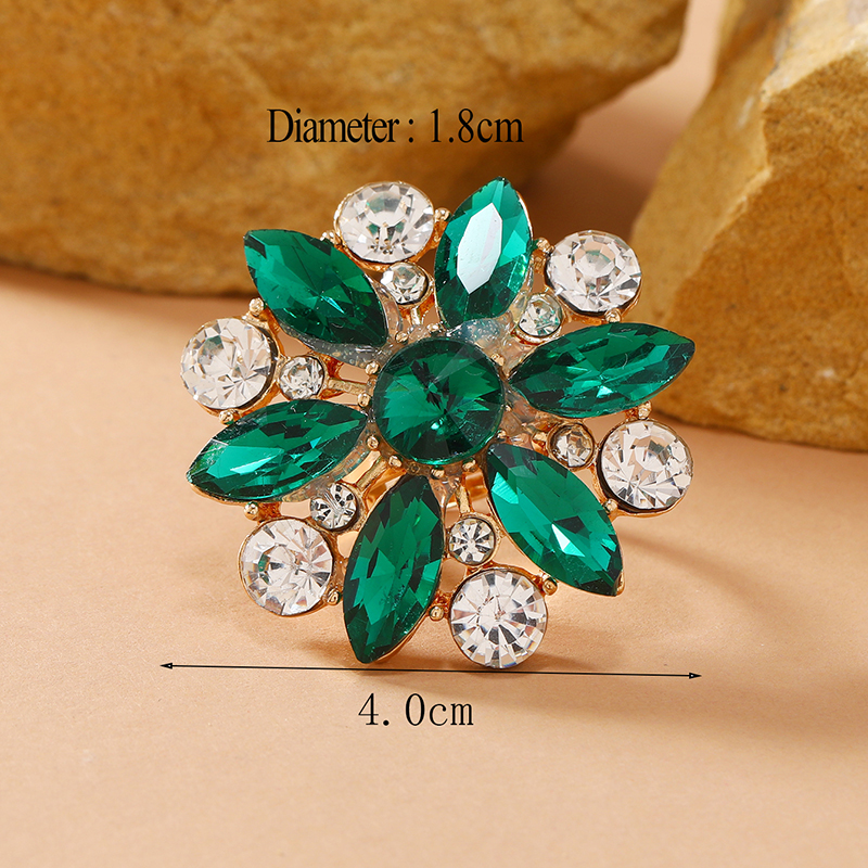 Shiny Flower Gold Plated Rhinestones Alloy Wholesale Open Rings display picture 8