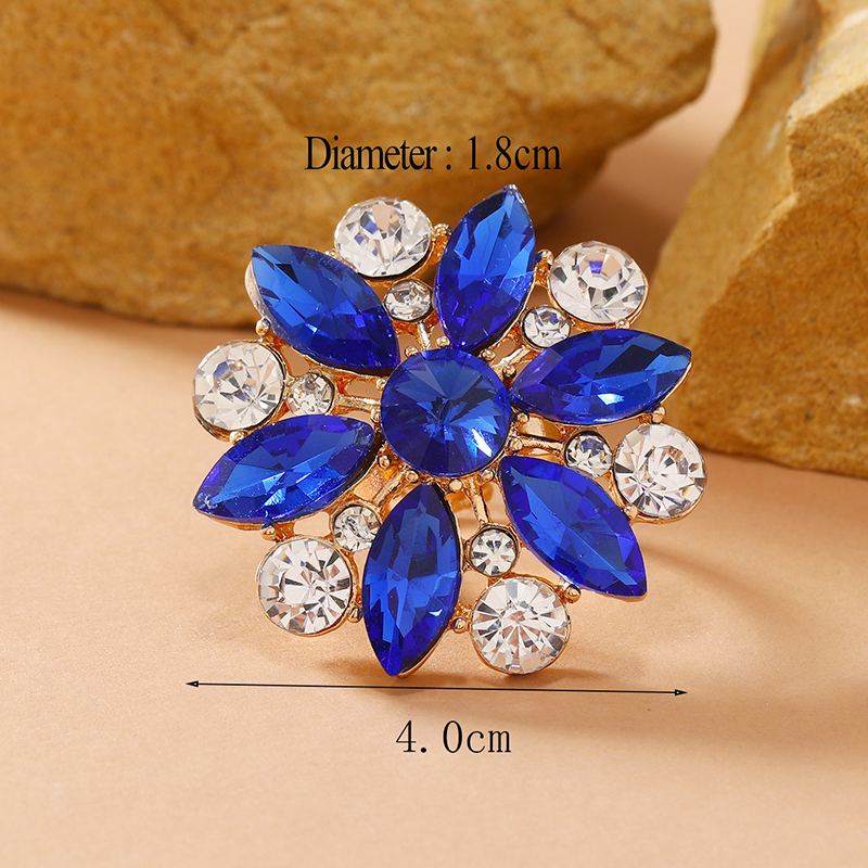 Shiny Flower Gold Plated Rhinestones Alloy Wholesale Open Rings display picture 9