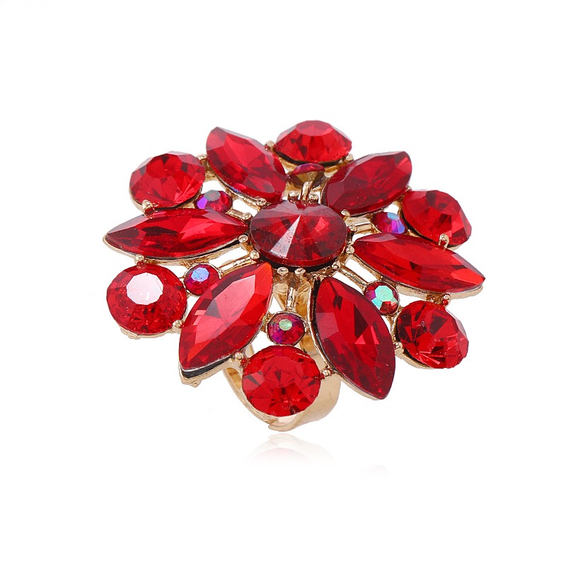 Shiny Flower Gold Plated Rhinestones Alloy Wholesale Open Rings display picture 13