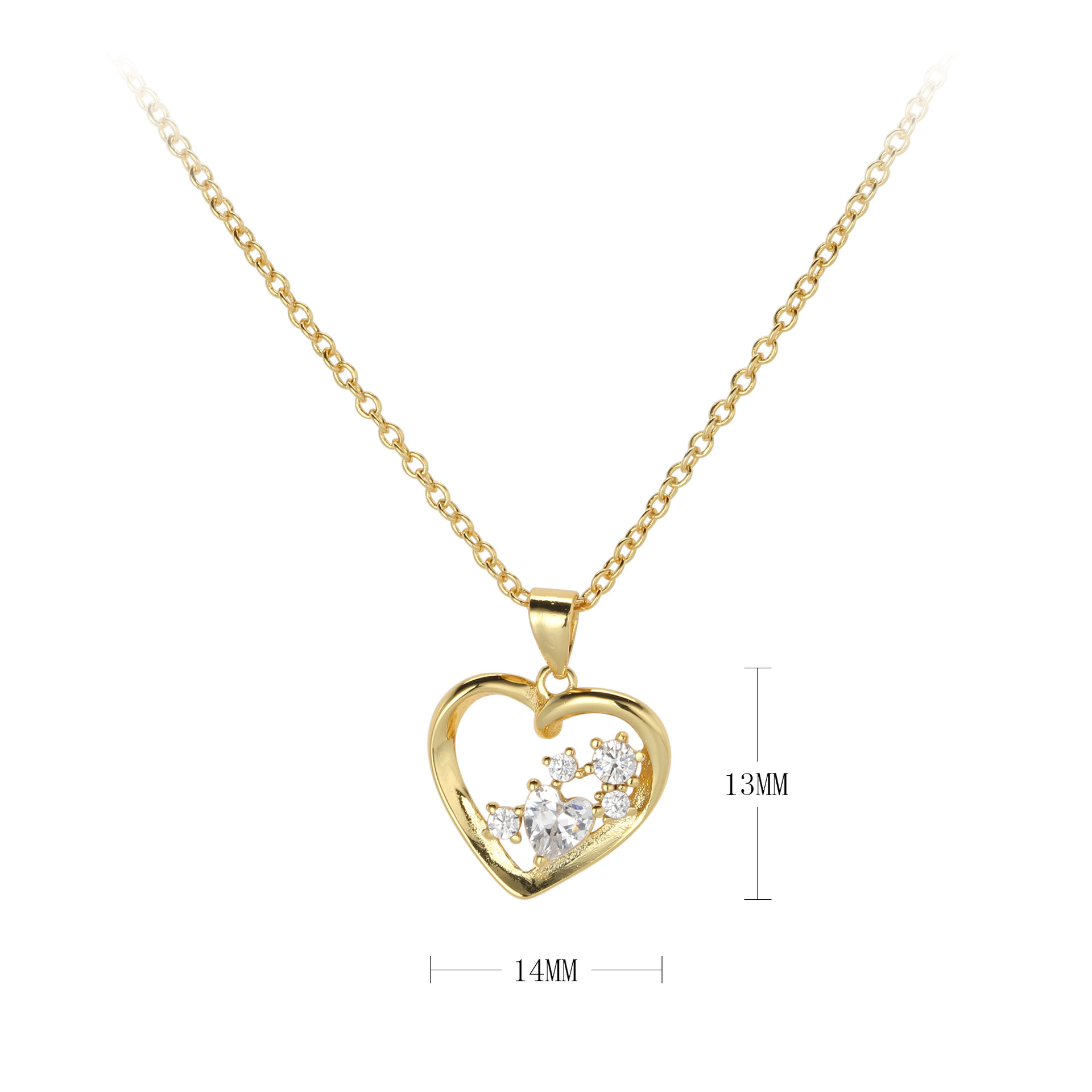 Simple Style Heart Shape Sterling Silver Inlay Rhinestones Pendant Necklace display picture 1